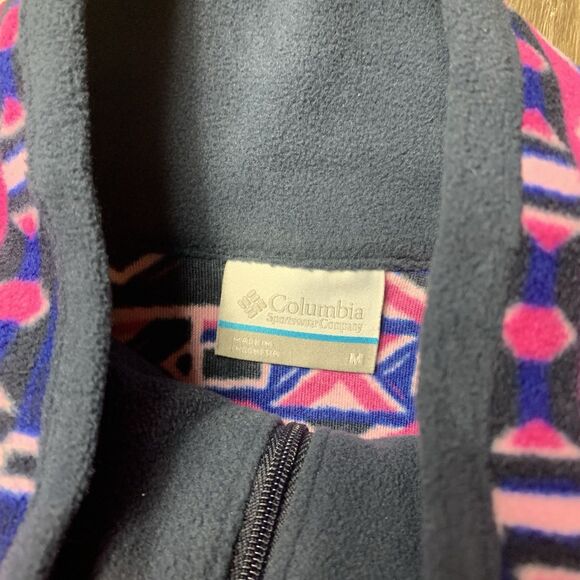 Columbia Sweater Womens Medium Geometric 1/4 Zip Long Sleeve Pullover - Picture 2 of 7